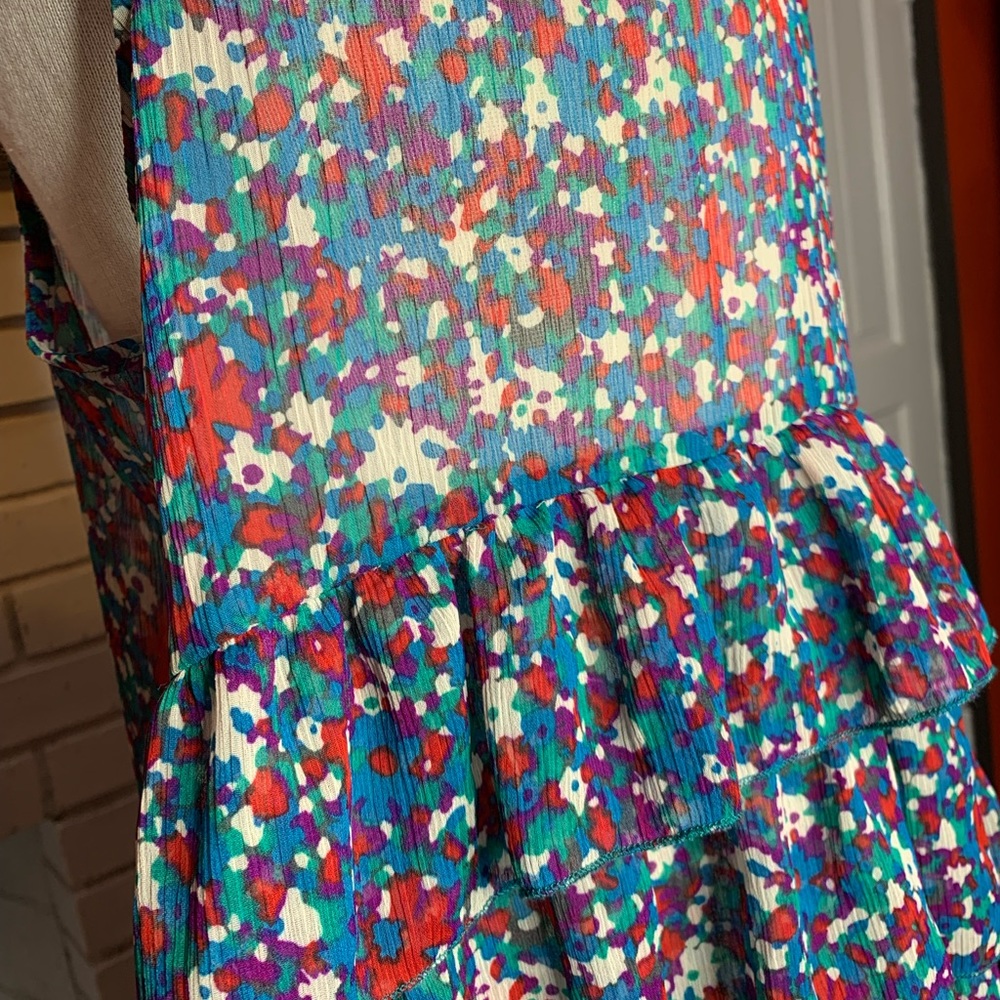Route 66 Sheer Floral Ruffle Tank Top - Picture 3 of 5